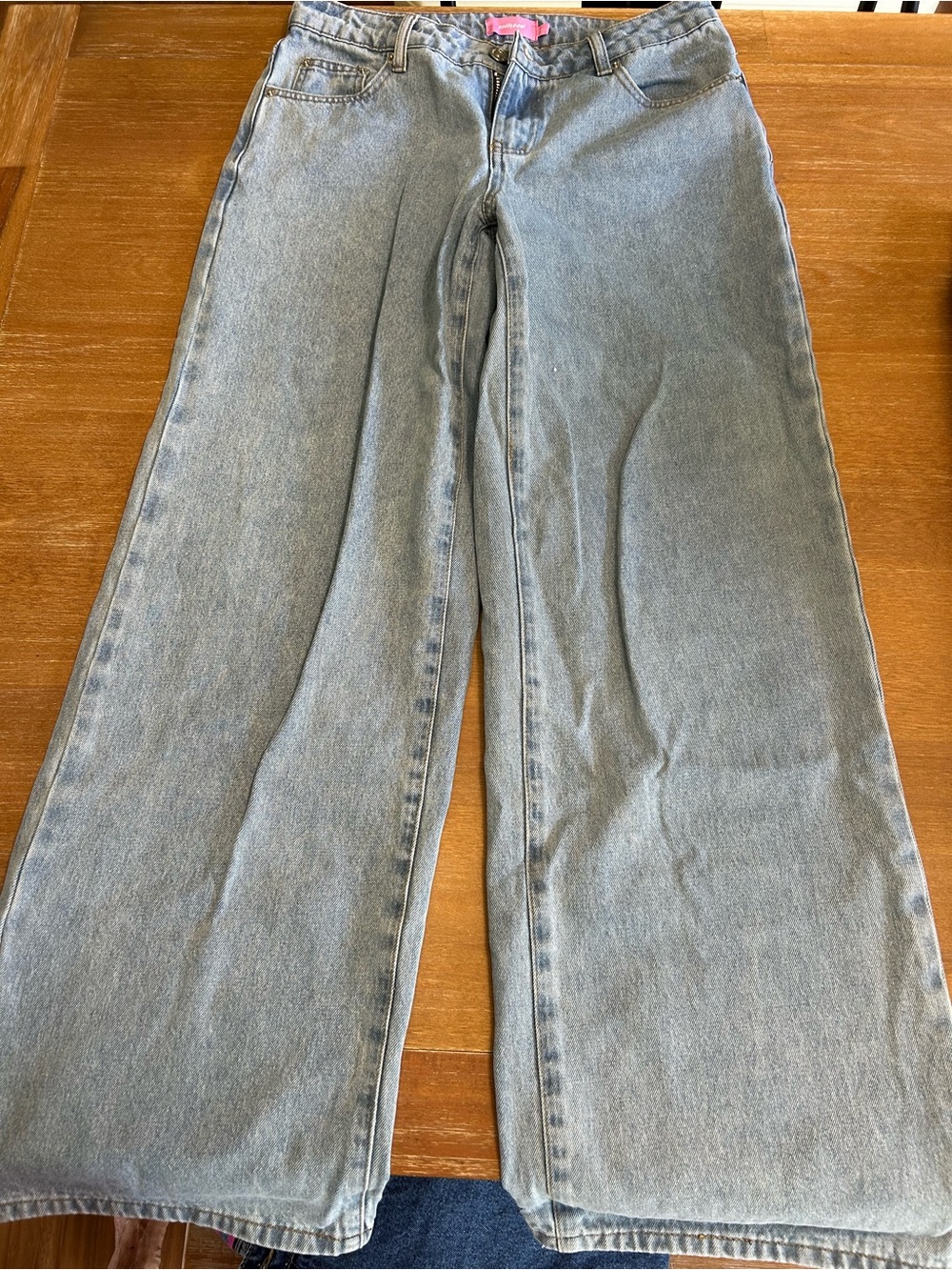 Edikted Women's Bootcut Jeans in Light Blue Denim